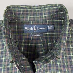 Polo Ralph Lauren Classic Fit Tartan Plaid Shirt 16.5 34/35 Green